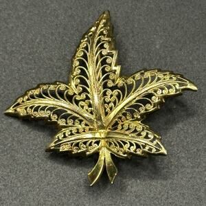 Vintage Alice Caviness Sterling Goldwash Germany Maple Leaf Brooch Pin
